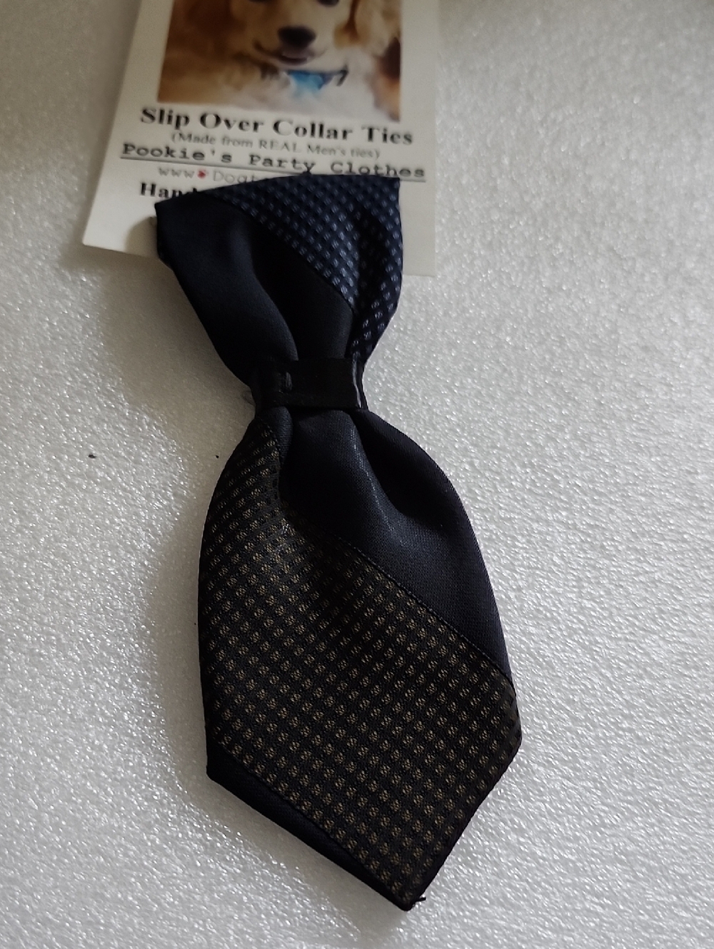 Hand Crafted Black and Gold Slip-Over Dog Collar Tie